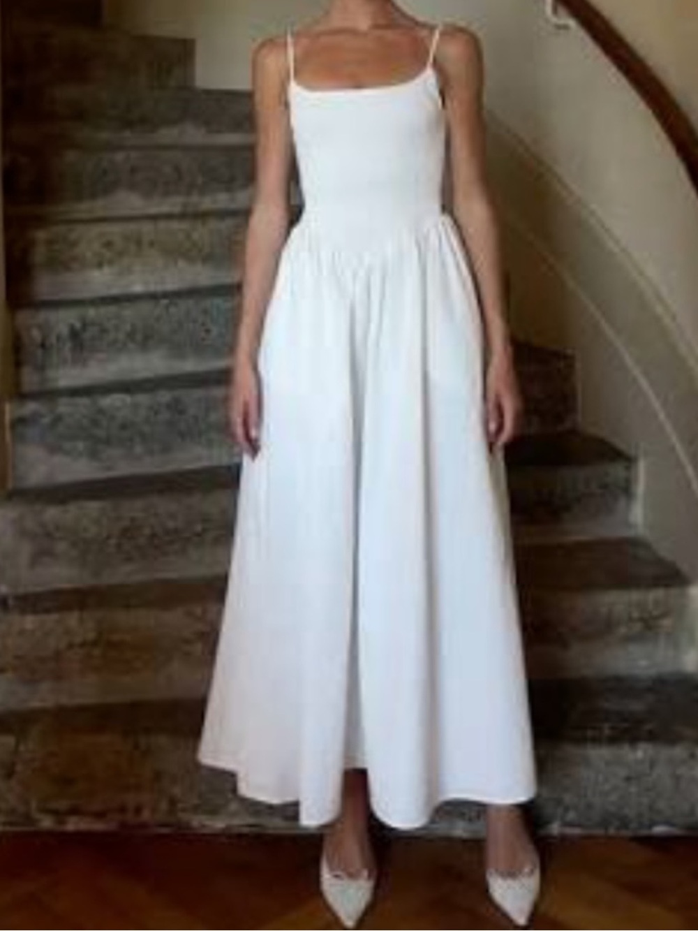 NWT DISSH Milano White Cotton Midi Dress SZ 10 Bridal Resort Summer Vacation